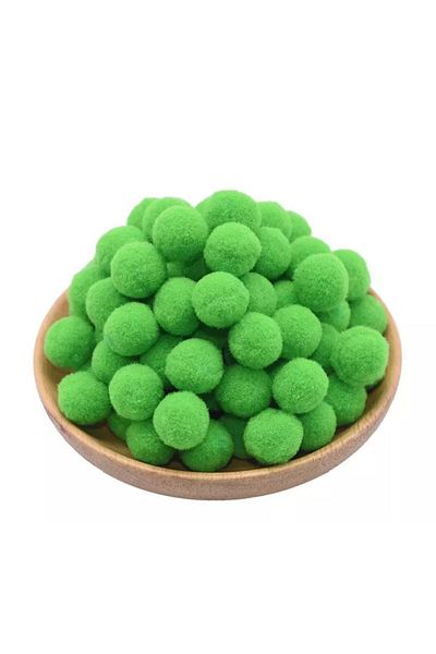 Hobialem 100 Pieces 2cm Green Pompom Soft Pompom Plush