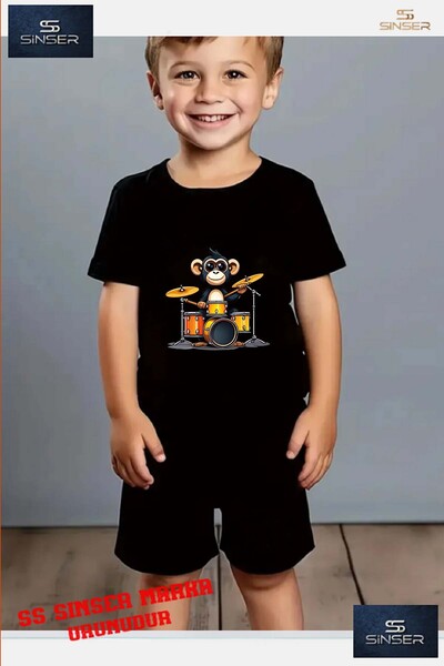 SS SİNSER Tricou cu gât rotund cu imprimeu special pentru copii „MONKEY TRUMP...