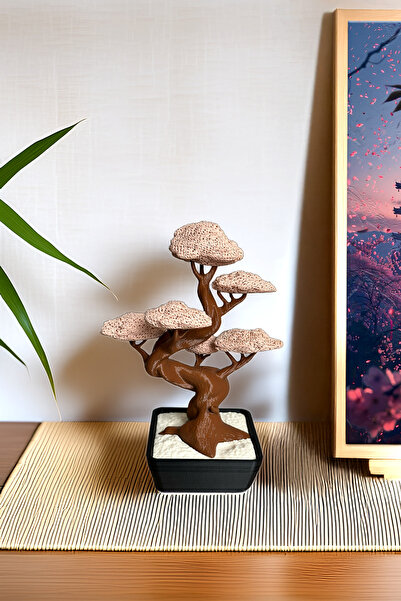 Obaco Yapay Bonzai Ağacı, Estetik Japon Tarzı Yapay Çiçek, Masa Süsü 22cm Pla...