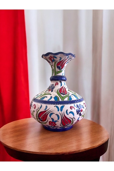 STORESZA El Yapımı Kütahya Çini Geniş Vazo - 20Cm