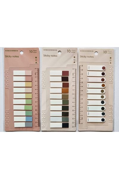 Modellino 3 Pack Adhesive Clear Tab Finger Postit Flags with Ruler 30 Colors X 20 Total 600 Pieces