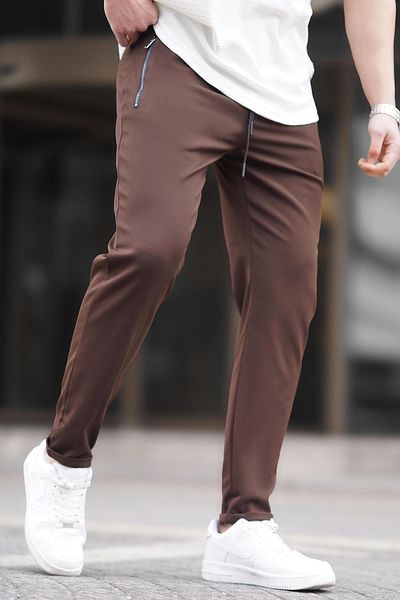 Madmext Braune Herrenhose mit Reißverschlussdetail 6520