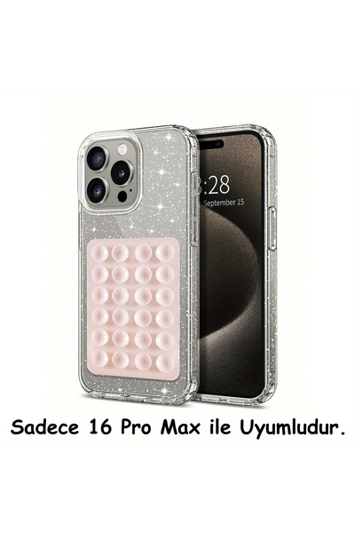 EDELFU iPhone 16 Pro Max Simli Sert Sararmaz Şeffaf Kılıf, Telefon Tutacağı V...