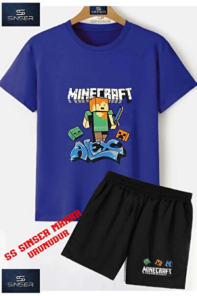 SS SİNSER Tricou cu gât rotund cu imprimeu special pentru copii „MINICRAFT AL...