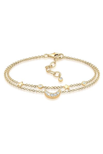 ELLI Bracelet Ladies Crescent Moon Stars Galaxy With Crystals In 925 Sterling Silver