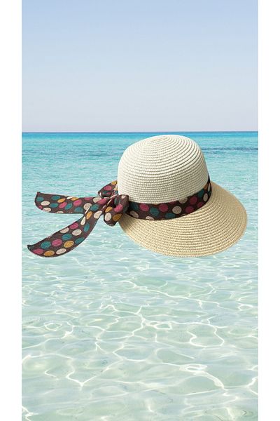 BY SCK Women's Straw Hat Summer Beach Hat Premium Quality - Foldable - Adjustable