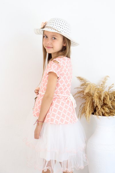 FESSHERA 🎀 Kız Çocuk Özel Gün Kombini - 3'lü Kombin Elbise, Şapka ve Kemer Takımı 🎀