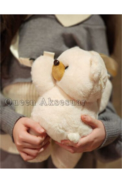 QUEEN AKSESUAR Πολυτελές 30 εκ. γιγαντιαίο αφράτο χαριτωμένο παιχνίδι βελούδινο αρκουδάκι τσάντα πλάτης ώμου για ενήλικες Παιδιά Κρεμ Λευκό