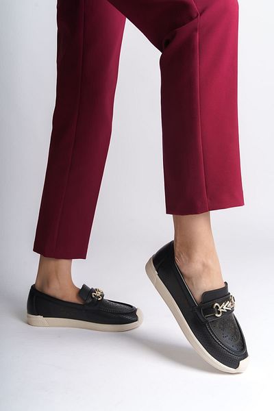 Joy Ayakkabı LILY Pantofi de balerină pentru femei, ortopedici, confortabili, fără șireturi, cu model de flori KT - negru