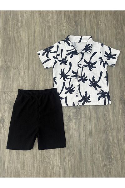 ARBİ kids Male Child Wrinkle Fabric Summer Comfortable Shorts Suit