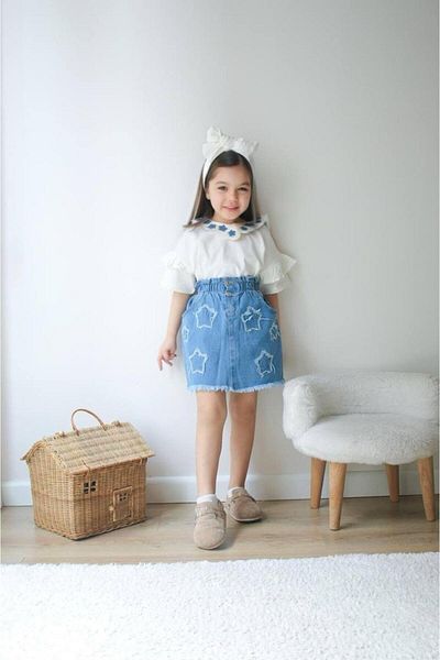 KOKOŞ BEBEK Girl's Jeans Skirt Suit