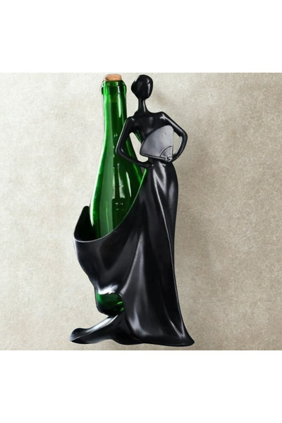 İki Cadı Tasarım Siyah Renkli Şık ve Dekoratif Yelpazeli Kadın Şaraplık