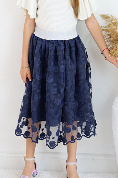 FESSHERA 🌸   Girl's Embossed Lace Midi Skirt – the Centerpiece of Special Occasions 🌸