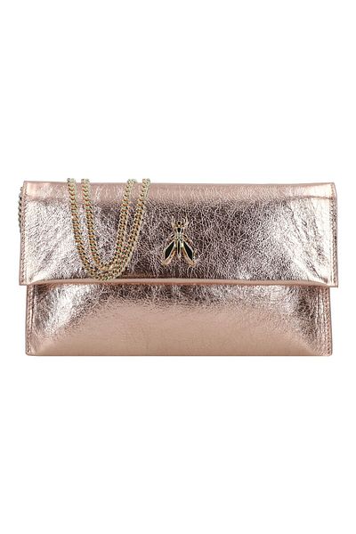 Patrizia Pepe Fly Metallic Clutch Tasche Leder 27 cm