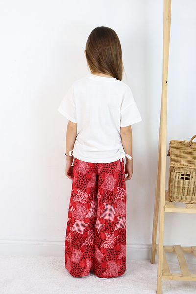 FESSHERA 🌸   Girls'''Love Yourself'' Printed T-Shirt and Geometric Ethnic Pattern Wide Leg Pants Set