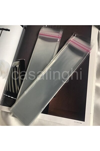 bisaccia Yapışkanlı Jelatin Poşet Bantlı Şeffaf Opp Torba Paket 5x20 Cm (KAPAK PAYI DAHİL)- 1000 Adet