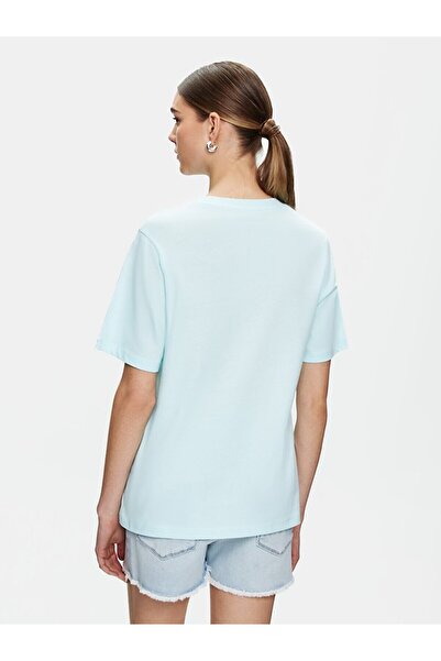 Ltb Sıgn εμπριμέ κοντομάνικο κανονικό μπλε μπλουζάκι