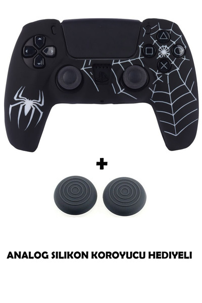 Dobe PS5 Dualsense Spider-Man Desenli Koruyucu Silikon Kılıf + Analog silikon...