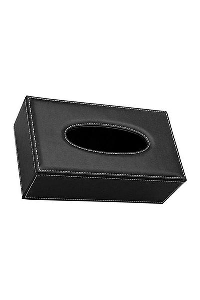 Generic East Lady PU Leather Car Tissue Box Black 26x13.5cm