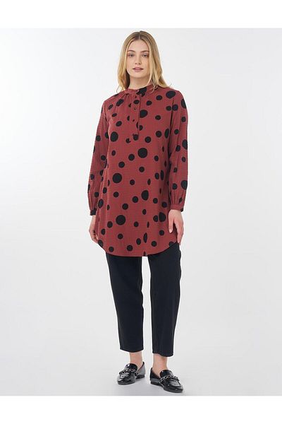 Kayra Polka Dot Patterned Cotton Tunic Tile