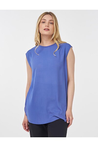 Kayra Crew Neck Basic T-Shirt Indigo