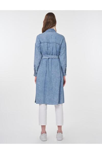 Kayra Denim Tunic Towel Wash with Metal Buckle Detail