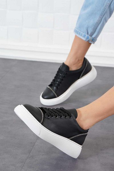 Moda Pie Pantofi sport pentru femei Cese Stone Piele neagră