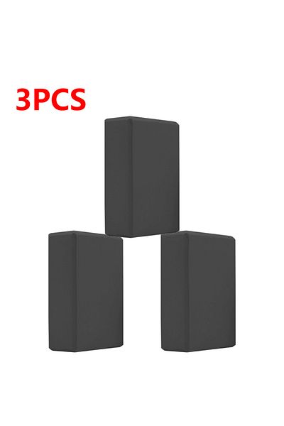 JOCESTYLE 3PCS Black EVA Yoga Block Solid Color Yoga Balance Bricks Moisture-Proof High Density Yoga Blocks Bo