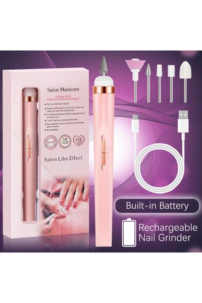 choice2 مثقاب كهربائي محمول للعناية بالأظافر من لونك-1، مزود بخمس رؤوس مثقاب ...