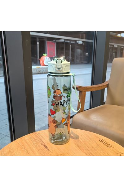 Choice 800ml Green 800ML Kids Water Sippy Cup Creative Cartoon Cup with Straws Leakproof Water Bottle Outdo