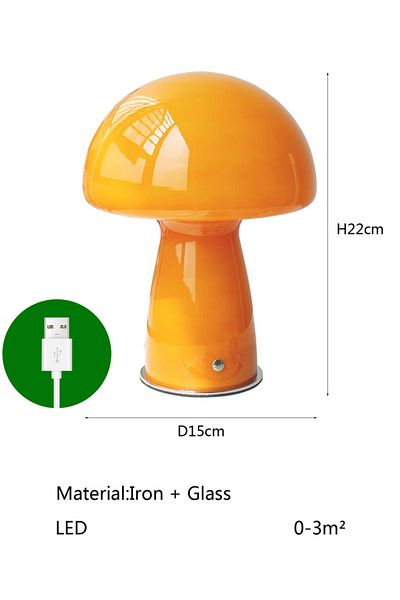 Choice OrangeD15cm Tri-colour USB plug corded modern LED mushroom light for camping, dining, bedside home d