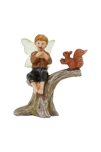 Choice زينة يدوية مصنوعة من الراتنج على شكل جنية زهرة وسنجاب باللون الكاكي ال...