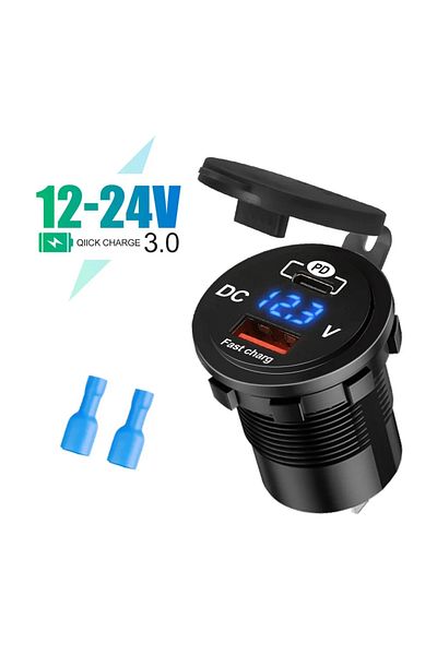 Choice شواحن PD QC بدون أسلاك، ولاعة سجائر 60 وات، منفذ USB من النوع C، PD+QC3.0، للدراجات النارية 12 فولت/24 فولت