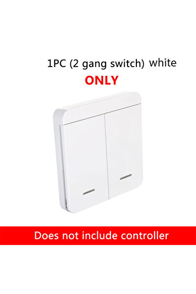 Choice مفتاح إضاءة حائطي لاسلكي أبيض ثنائي العصابة، مستقبل مرحل RF 433 ميجا هرتز، مفتاح لوحة 1/2/3 عصابة، جهاز تحكم عن بعد