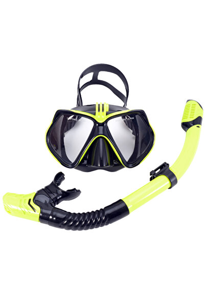 Choice مجموعة غطس سوداء صفراء مع قناع غوص لكاميرا GoPro الرياضية تحت الماء وم...