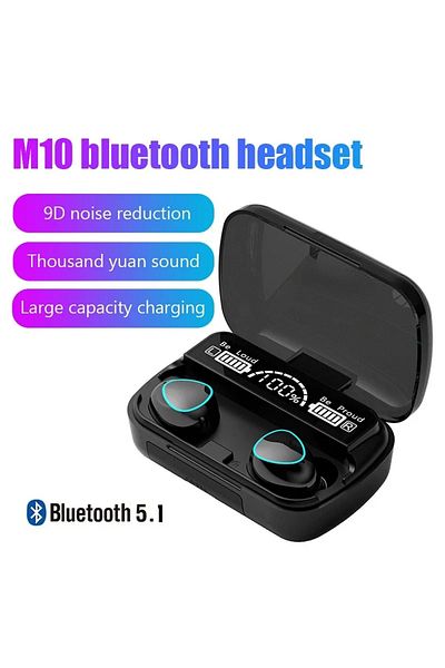 Choice black M10 Bluetooth Earphones Handfree LED Dispay Headphones Bluetooth HiFi Stereo Music Wireless Ea