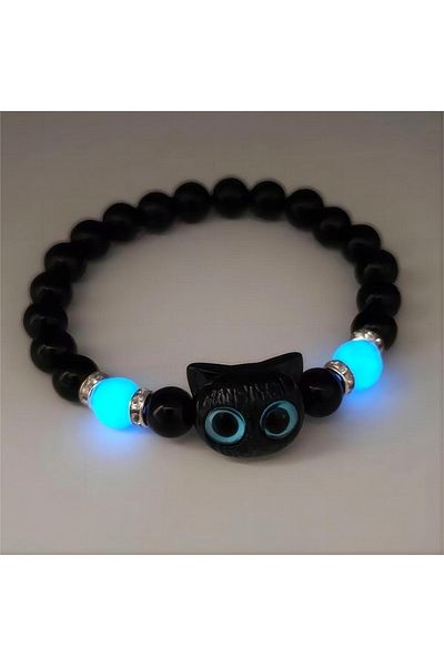 Choice BR24Y0309-1 Cute Cartoon Big Eye Cat Luminous Bracelets Glow In The Dark Fluorescence Pendant Bracel
