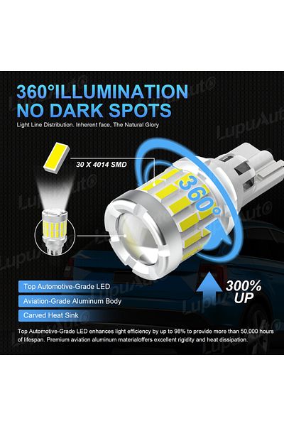 NLpearl T15 قطعتان 6000K أبيض NLpearl قطعتان T15 LED مصباح W16W LED Canbus بدون خطأ فائق السطوع 4014 SMD 921 91