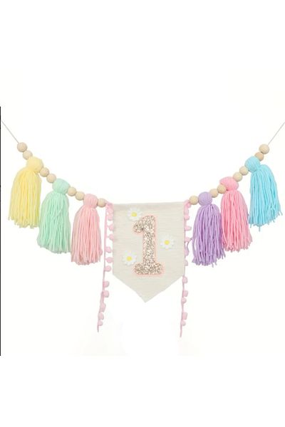Choice Multi-Colored 1pc 1st Birthday Daisy High Chair Banner Handmade Wooden Bead Tassel Garland Decoratio