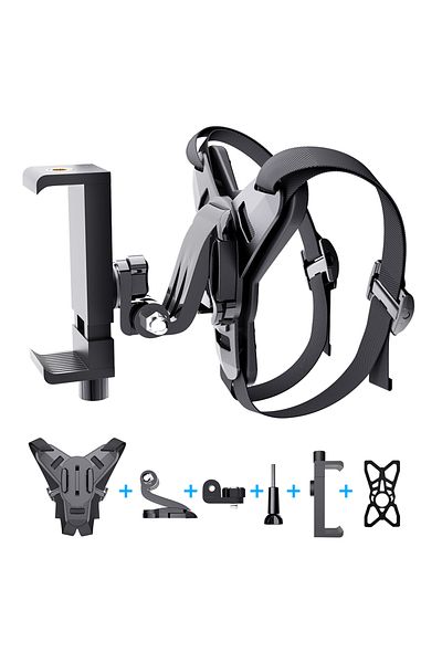 HONGDAK Upgraded Black Motorcycle Helmet Phone Stand Mount Holder For Gopro Hero Insta360 Action Sports Came