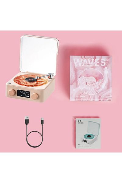 Choice Pink Retro Turntable Speaker With White Noise Wireless Bluetooth Vinyl Record Player Stereo Sound Rg