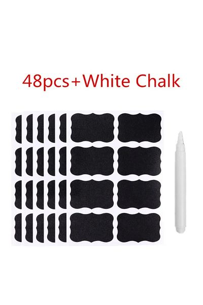 Choice c-Black-1 Set 48pcs Blackboard Stickers Waterproof Chalkboard Kitchen Spice Label Sticker Home Jars