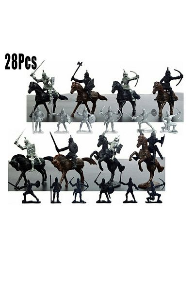 Choice 28Pcs/Set Medieval Knights Warriors Horses Kids Toy Figures Static Model Playset Playing On Sand ...