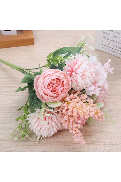 Choice Pink Peony Artificial Flowers High Quality Silk Roses Fake Wedding Vacation Party Home Table Decorat