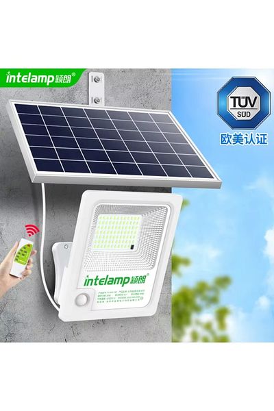 Choice 10E-1PCS INTELAMP Solar Motion Sensor Floodlight with Remote Control, High Brightness 2500lm, 18000m