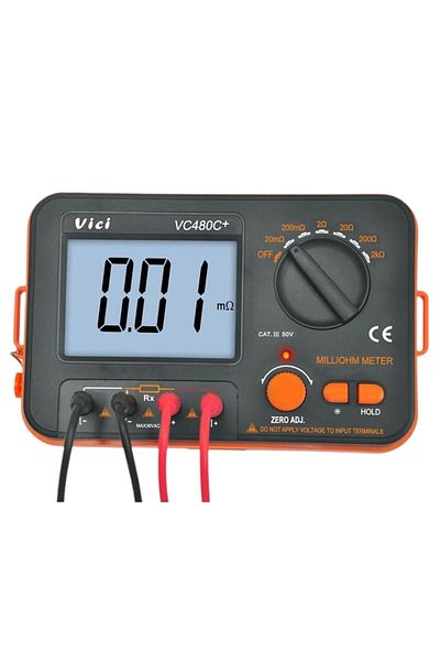 Choice Vici VC480C+ SMQ/CNAS Calibrated Digital Milliohm Meter, 0.01mΩ-2kΩ 4-Wire Tester with Backlight ...