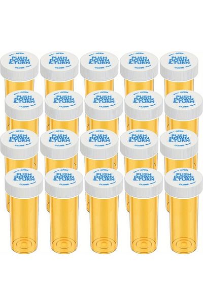Choice 20 pack 6 dram 12/20 Pack Plastic Medicine Pill Bottles with Child Resistant Caps Medicine Container