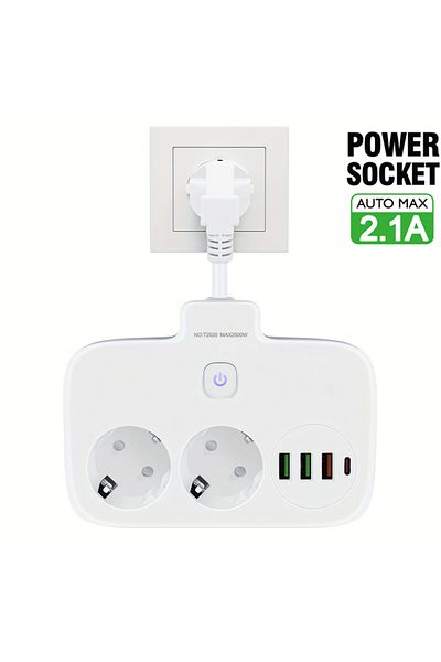 Choice EU Plug T2535 White EU KR Plug Power Strip AC Outlets Multitap Electrical Wall Socket Extension Cord