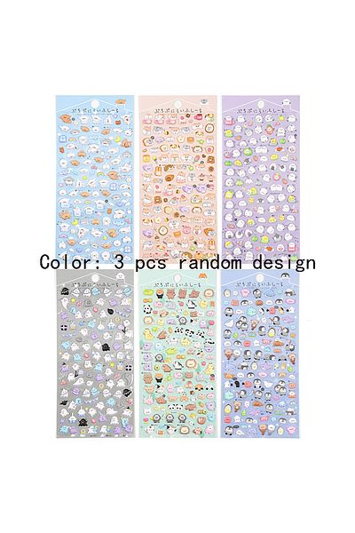 Choice 3pcs random 3 pcs Kawaii Mini Animals Cartoon 3D Puffy Stickers Cute Scrapbooking DIY Journal Statio