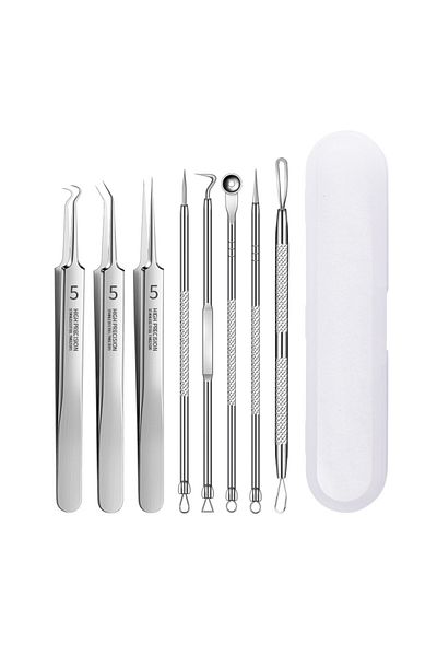Choice Slivery 8Pcs 1/8Pcs PcCell Pimples Blackhead Remover Clip Ultra-fine Tweezers Black Dots Blackhead E